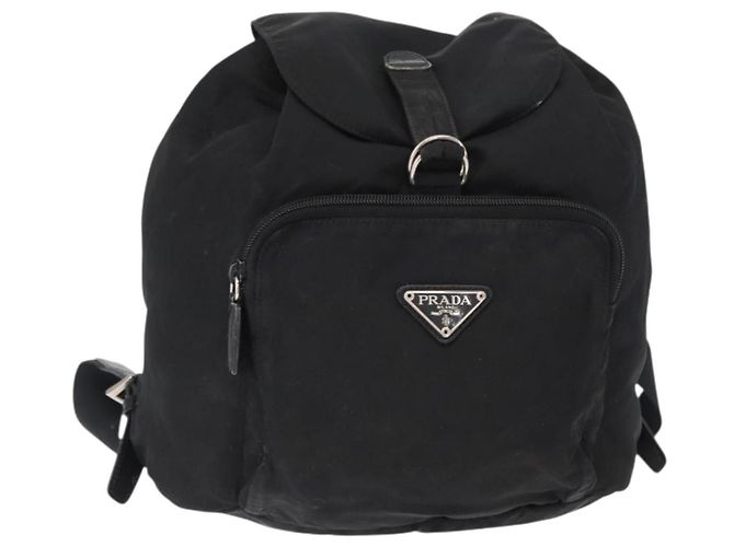 Mochila PRADA de nylon negra plateada auténtica bs31366 Negro Plata