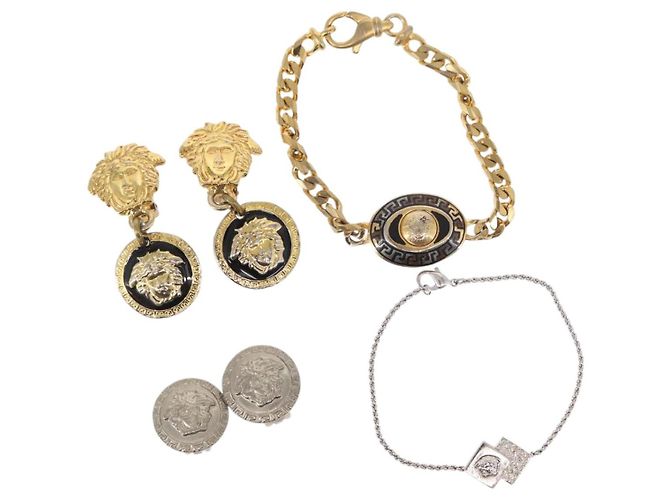 Collana VERSACE metallo 4 pezzi Oro Argento Auth bs30846 D'oro
