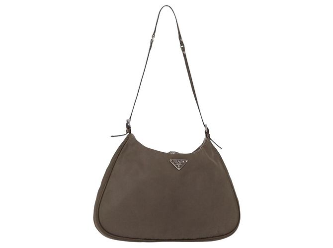 Borsa a Spalla PRADA in Nylon Marrone Auth 153825