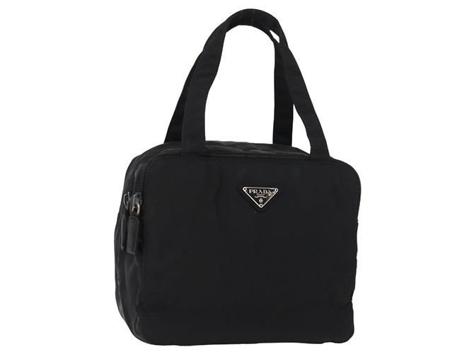 PRADA Handtasche aus Nylon Schwarz Silber Auth BA7771