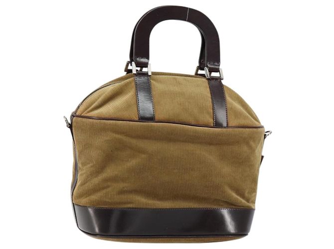 FENDI Handtasche Velours Beige Silber Auth bs31008