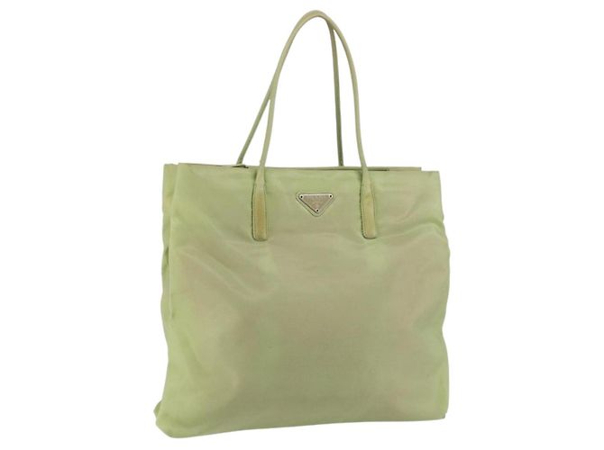 Prada Tote Bag aus Nylon Khaki Silber authentisch bs31019