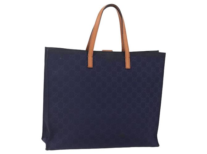 Bolso tote de lona GG de Gucci en nylon azul marino 355732 Auth BA7774