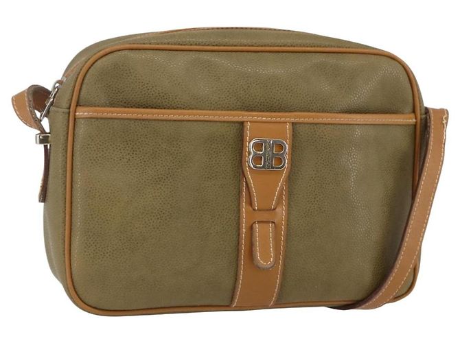 Balenciaga Bolsa de Ombro de Couro Bege Prata Auth BA8029