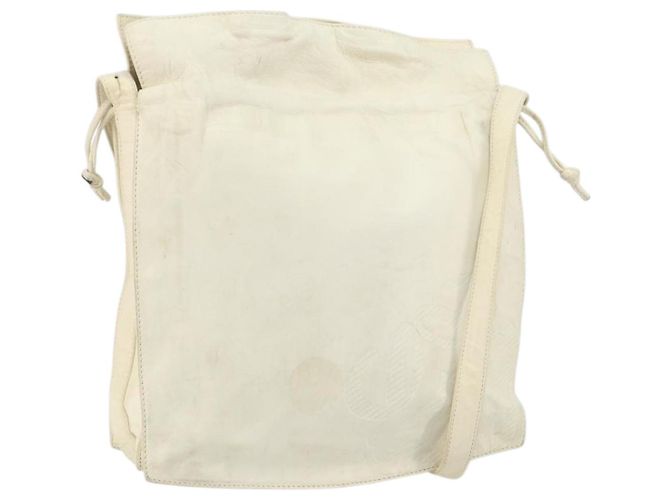 LOEWE Bolsa de Ombro Anagram Couro Branco Auth 147902