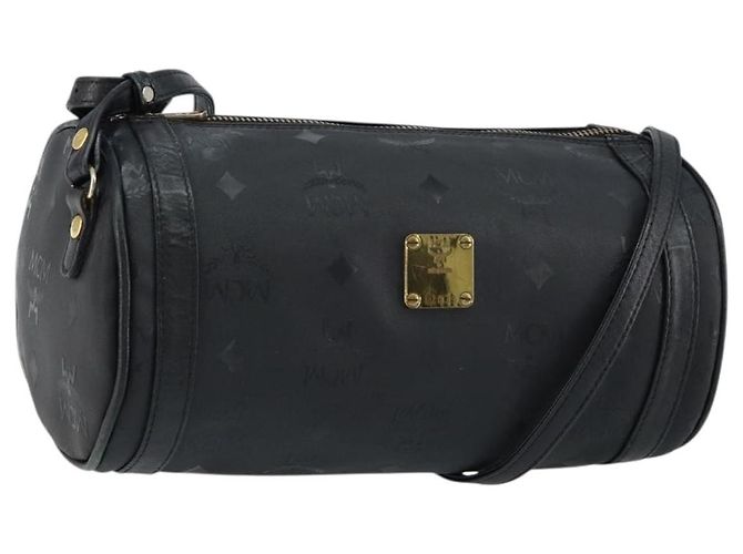 Borsa a spalla MCM Vicetos Logogram PVC Nero Oro Auth 151037 D'oro