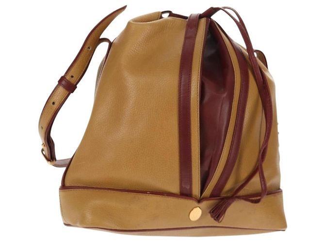 Cartier Bolsa de ombro de couro bege Auth 151907