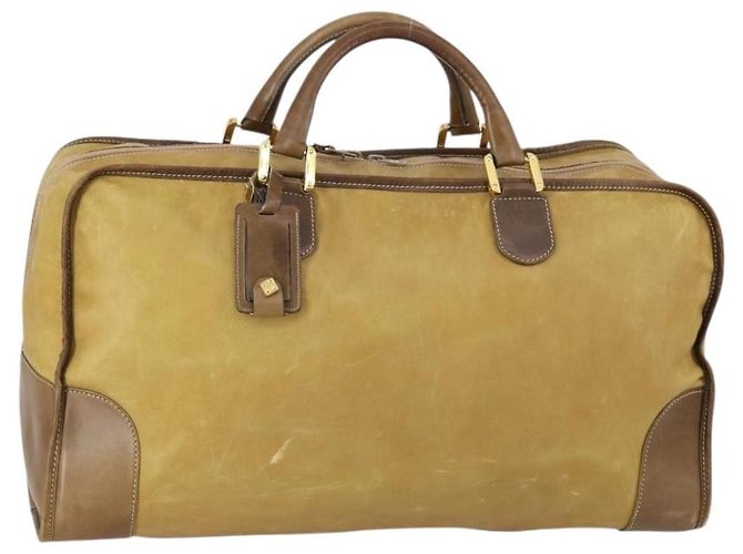 Sac à main LOEWE Anagram Amazonas en cuir Beige Gold Auth 151947 Doré