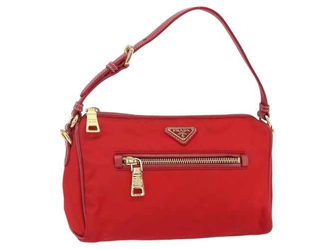 PRADA Borsa a Spalla in Nylon Rossa Oro Auth 154700V Rosso D'oro