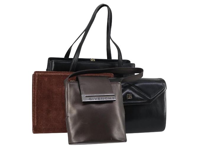GIVENCHY Clutch Tasche Leder 4 Set Rot Schwarz Auth bs30863