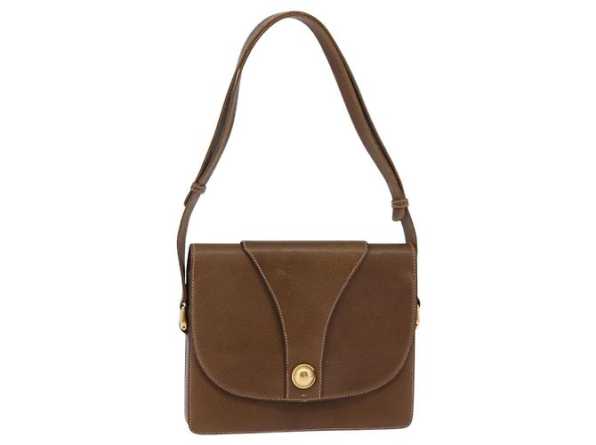 Bolsa de Ombro de Couro Gucci Dourada Marrom Auth ep11437 Dourado