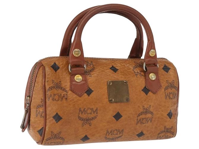 Borsa MCM Logogram Vicetos in pelle PVC marrone e oro Auth BA7357 D'oro