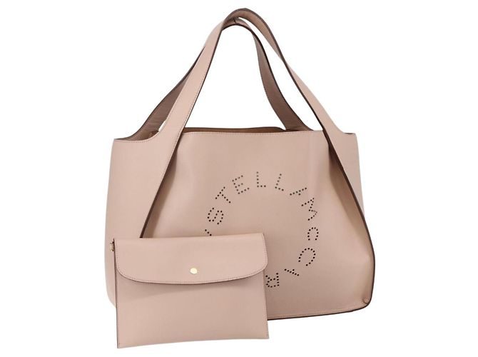 Autre Marque Bolsa Tote de couro bege Stella McCartney 502793 Auth BA7042