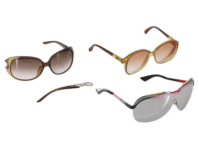 Gafas de sol Christian Dior Plástico 3Set Marrón Negro Auth bs29549 Castaño