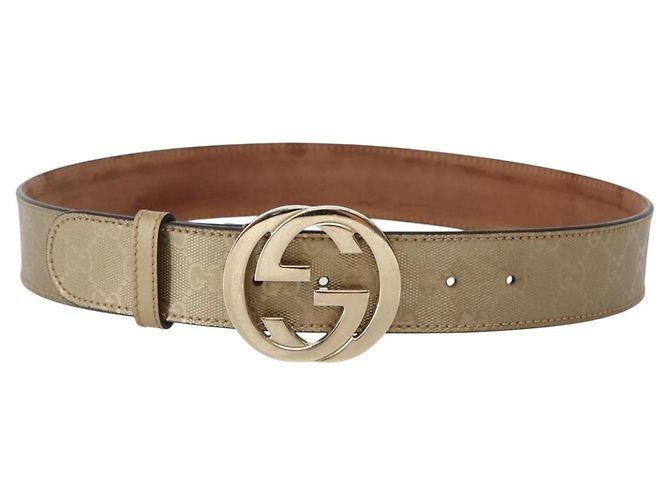 Gucci CINTURÓN INTERLOCKING GG IMPLEMENTATION 37"" DORADO 114876 Auth 143201