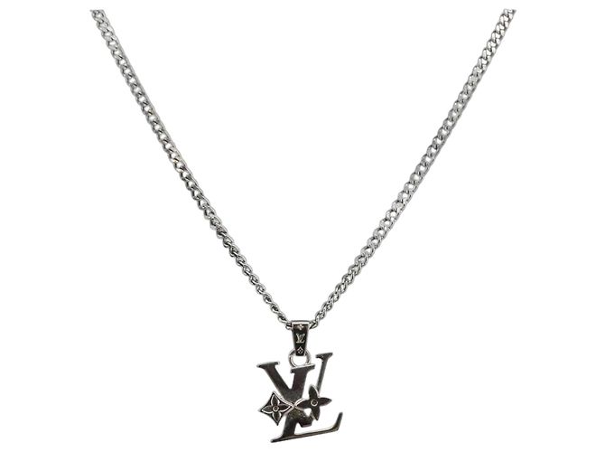 COLLAR Monogram Row de metal Plata LOUIS VUITTON M02254 LV Auth 143366