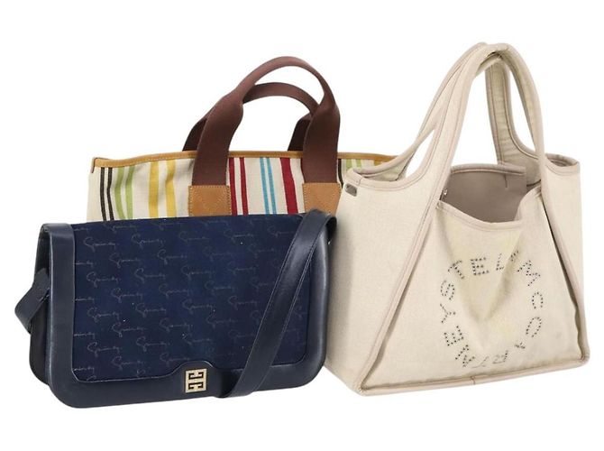 Autre Marque Borsa Stella MacCartney GIVENCHY BALLY in tela e suede 3Set Blu Beige Auth BA6093 Blu navy