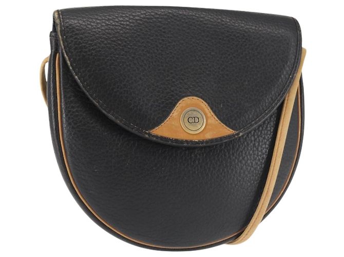 Borsa a Spalla Christian Dior in Pelle Nera e Oro Auth BA6321 Nero D'oro