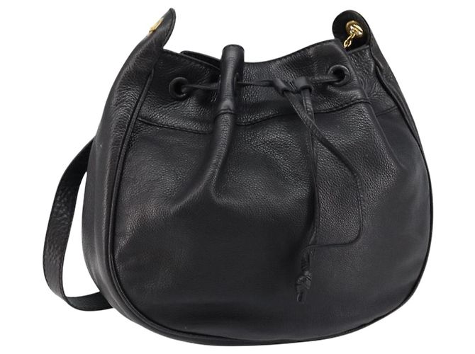 Autre Marque Bolsa de Ombro de Couro Preta e Dourada Auth bs29943 da BOTTEGA VENETA Preto Dourado