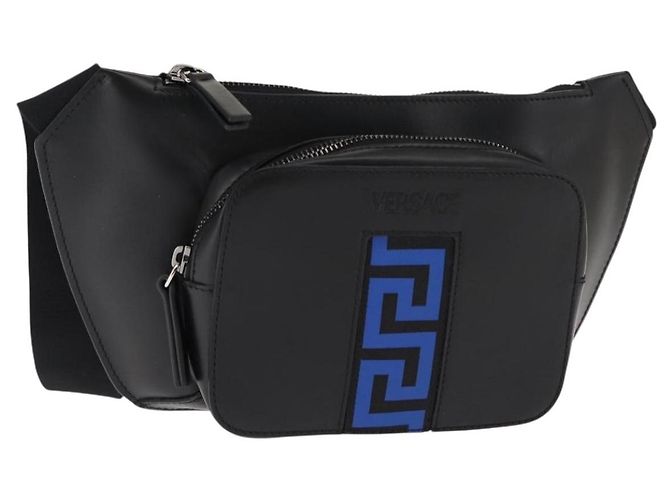 Borsa a tracolla in pelle nera VERSACE Auth am9243 Nero