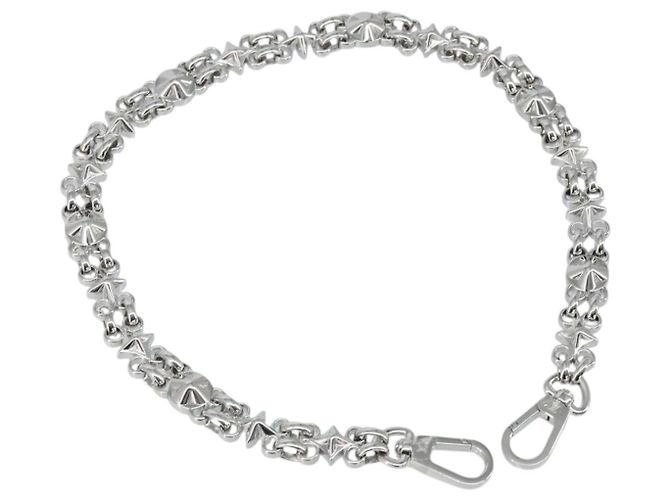 LOUIS VUITTON Chain Shoulder Strap metal 23.2"" Silver LV Auth 150646