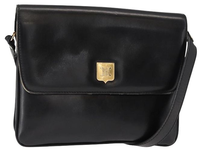 Céline Borsa a Spalla CELINE in Pelle Nera Oro Auth 149543 Nero D'oro