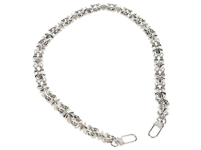 LOUIS VUITTON Chain Shoulder Strap metal 25.6"" Silver LV Auth 150643M