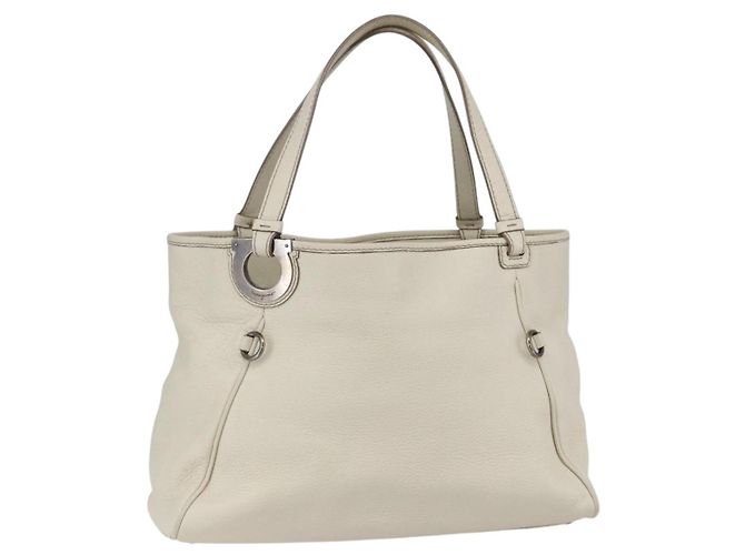 Borsa tote in pelle bianca e argento Salvatore Ferragamo Auth bs30640 Bianco