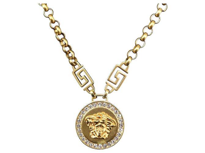 COLLIER Méduse VERSACE en métal doré Auth bs30845
