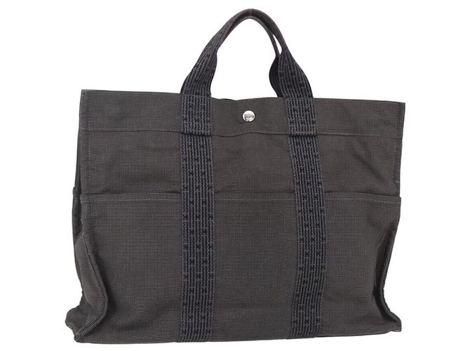 Hermès HERMES Sac à main Her Line MM en toile grise Auth 148658 Marron