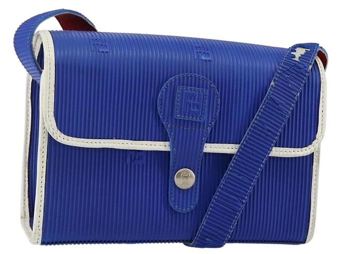 FENDI Shoulder Bag Rubber Blue Silver Auth 142445 Silvery