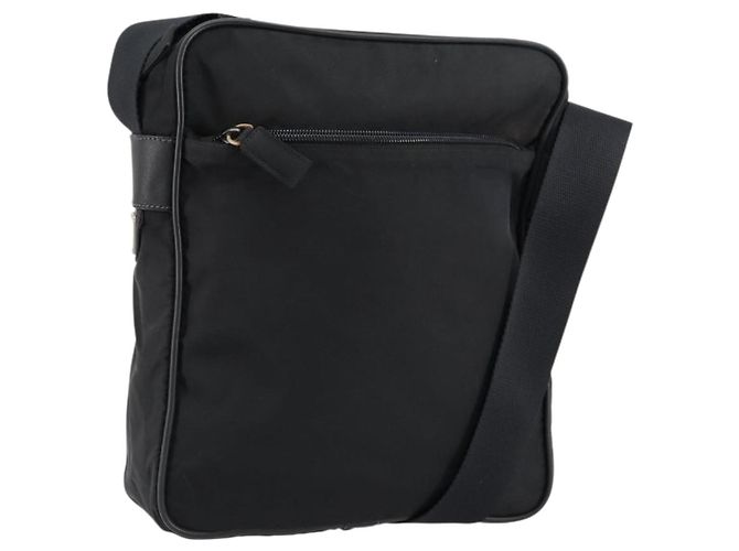 PRADA Shoulder Bag Nylon Black Silver Auth 154524 Silvery