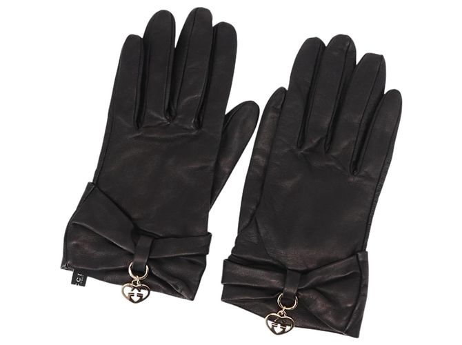 GUCCI LOVELY HANDSCHUHE AUS SCHWARZEM LEDER AUTHENTISCH BA7287V