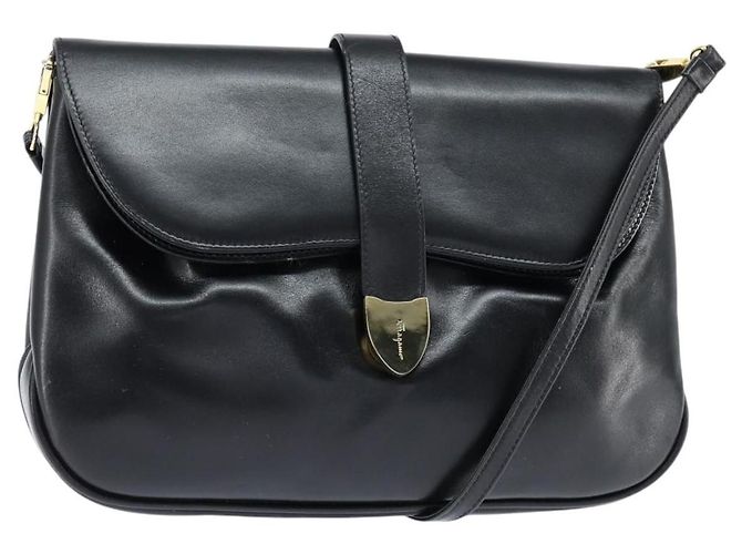 Borsa a Spalla Salvatore Ferragamo in Pelle Nera Oro Auth 149194 Nero D'oro