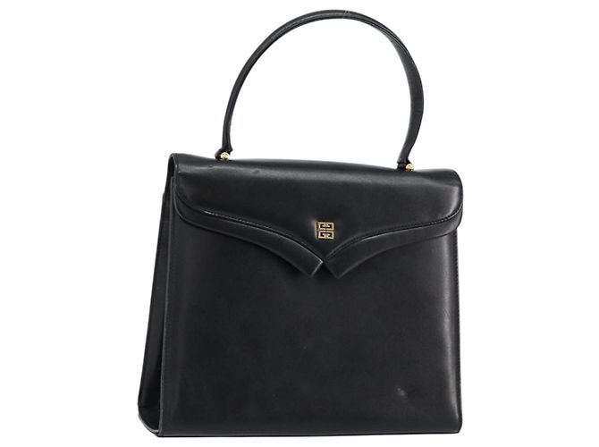 Borsa a mano GIVENCHY in pelle nera e oro Auth 148891 Nero D'oro
