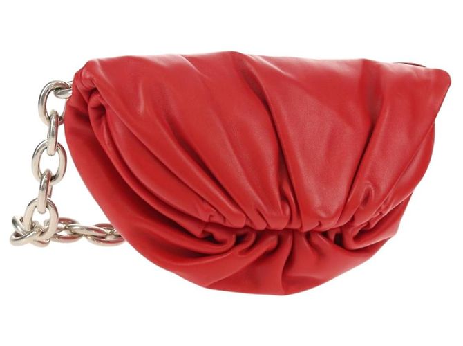 Autre Marque BOTTEGA VENETA Bolso de Hombro de Cadena Cuero Rojo Plata Auth BA7679V Roja