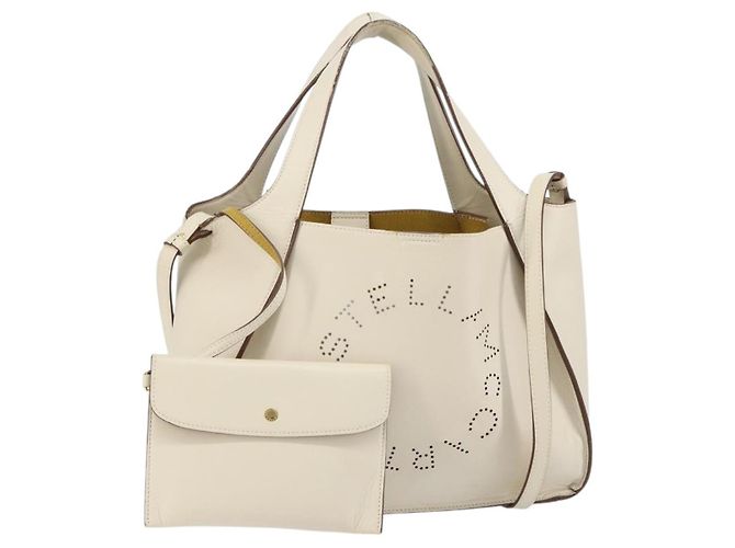 Autre Marque Stella McCartney Tote Bag Polyester 2in1 Weiß Gold Auth BA7342 Golden