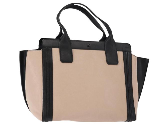Chloé Chloe Alison Tote Bag Leder Rosa Schwarz Auth am9218 Pink