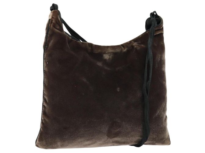 Bolsa de Ombro PRADA Veludo Marrom Auth am9681