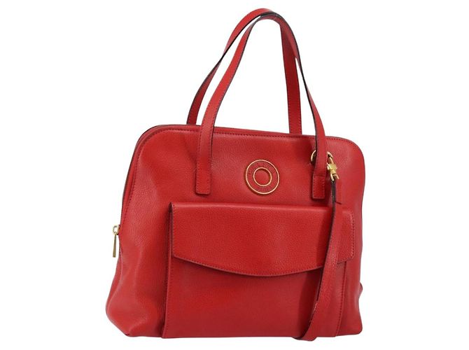 Bolsa de mão CÉLINE Circle em couro 2 em 1 vermelha Auth 145769 Vermelho