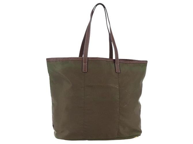 PRADA Tote Bag aus Nylon Khaki Gold Auth ep11268 Golden