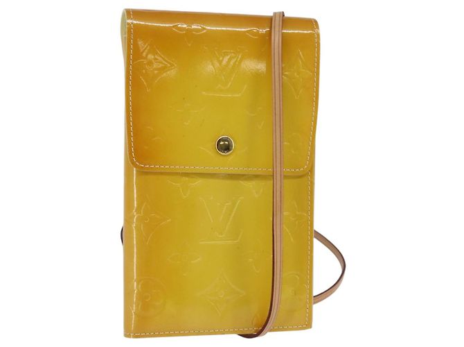 Louis Vuitton PORTFEUILLE WALKER MONOGRAM VERNIS LIME JAUNE M91074 LV Auth ep10966 Doré