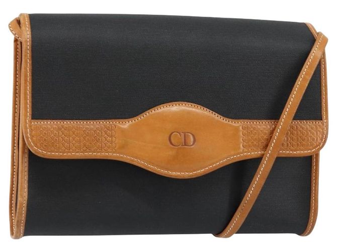 Borsa a Spalla Christian Dior in Pelle Nera e Oro Auth BA7084 Nero D'oro