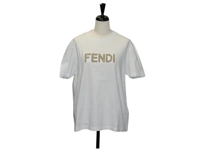 Fendi Camisa de manga corta de algodón blanca Auth am9149M Blanco