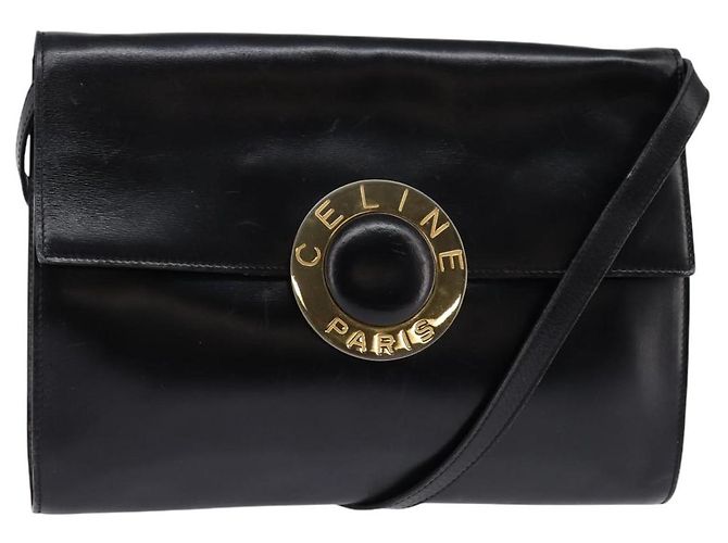 Céline Borsa a Spalla CELINE Circle in Pelle Nera e Oro Auth 145014 Nero D'oro