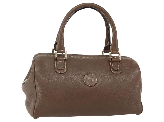 FENDI Handtasche aus braunem Leder mit Gold Auth kk558 Golden