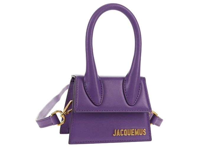 Sac à main mini en cuir 2 en 1 Jacquemus violet doré Auth 128506M
