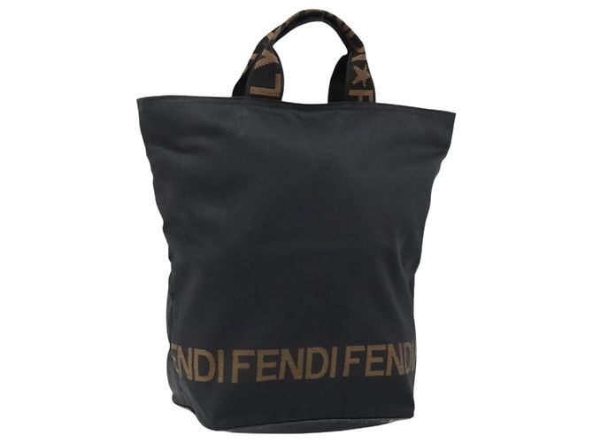 Borsa a mano FENDI in nylon nero e oro Auth ep11468 D'oro