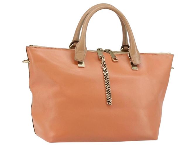 Chloé Chloe Bailey Handtasche Leder 2-Wege Orange Gold Auth BA6594 Golden