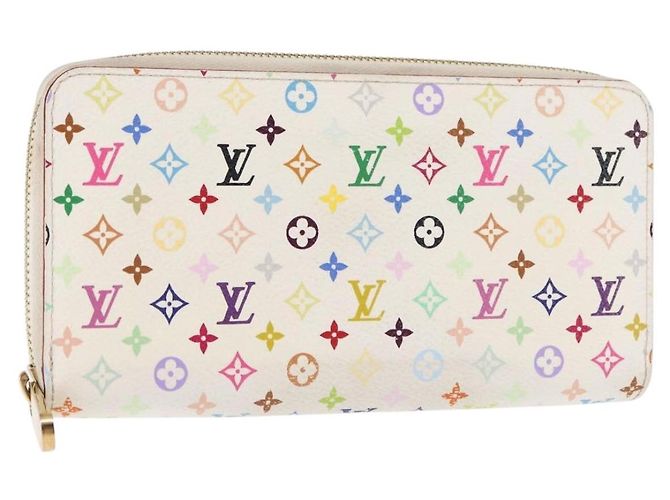 LOUIS VUITTON Monogram Multicolor Zippy Wallet Wallet White M60241 Auth BA6676